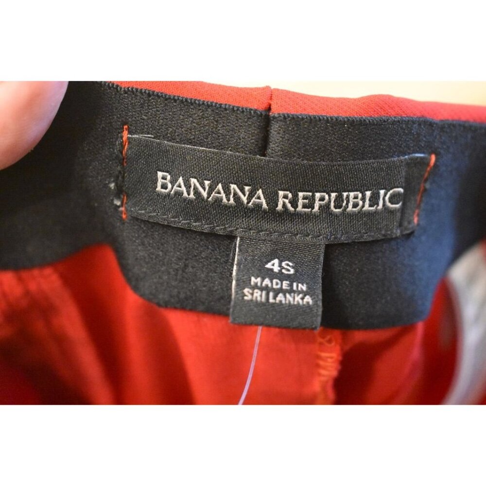 New Women's Banana Republic Red High Waist Pants Split Front Hem Size 4S - Picture 7 of 9
